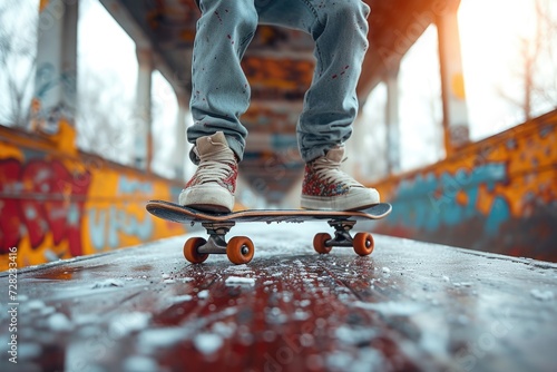 Urban Skateboarder on White