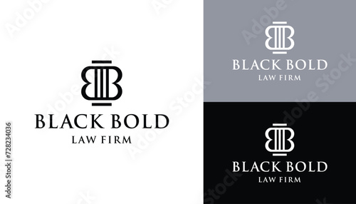 Initial Letters B BB with Marble Pillar Building Columns for Law Attorney and Law Office Logo Designs