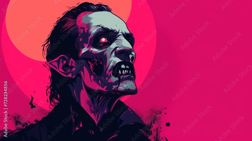 vampire on pink background illustration. vampire on pink background illustration.