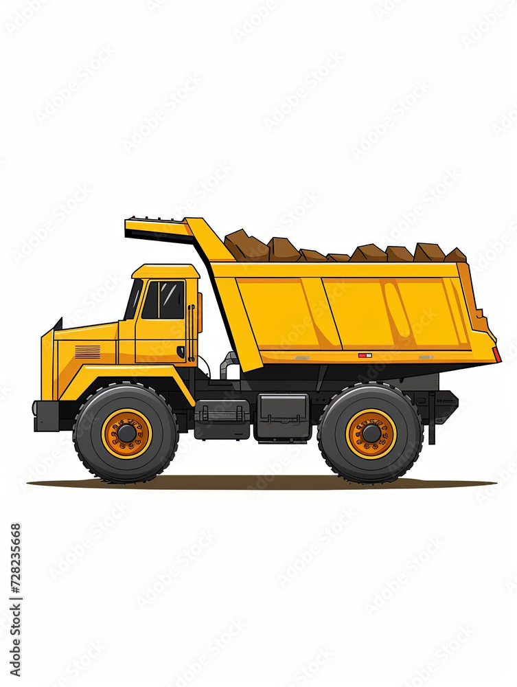 Cute simple yellow construction truck vehicle. Child poster Wall art