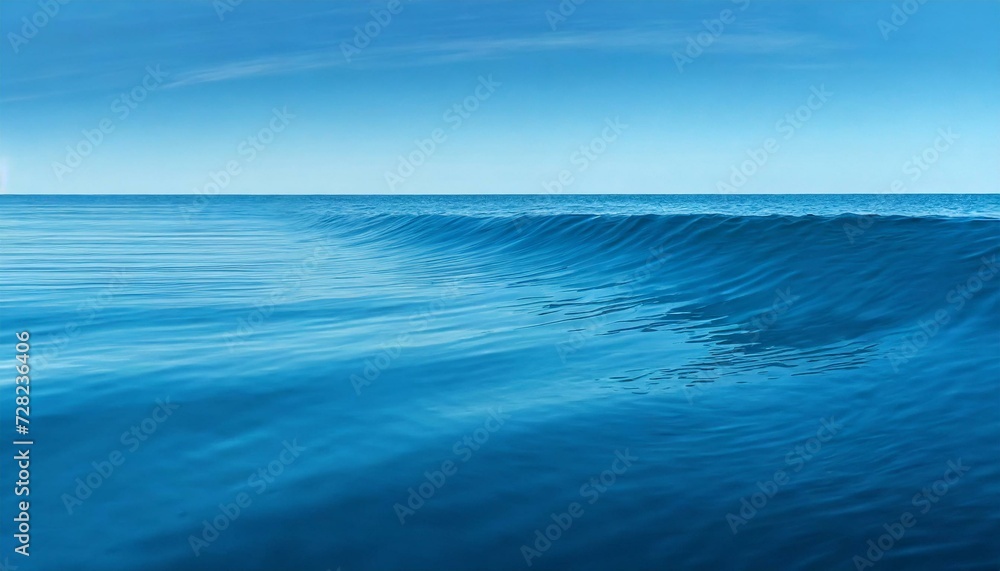 Waves of the open sea under the blue sky. horizon