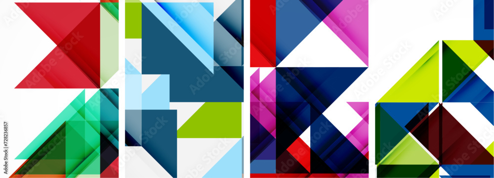 Triangle poster geometric background set Triangle poster geometric background set