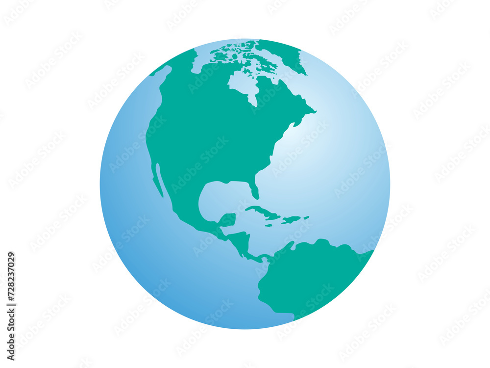 北アメリカ大陸を中心とした地球のイラスト