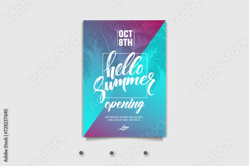 Summer hot beach party poster template	