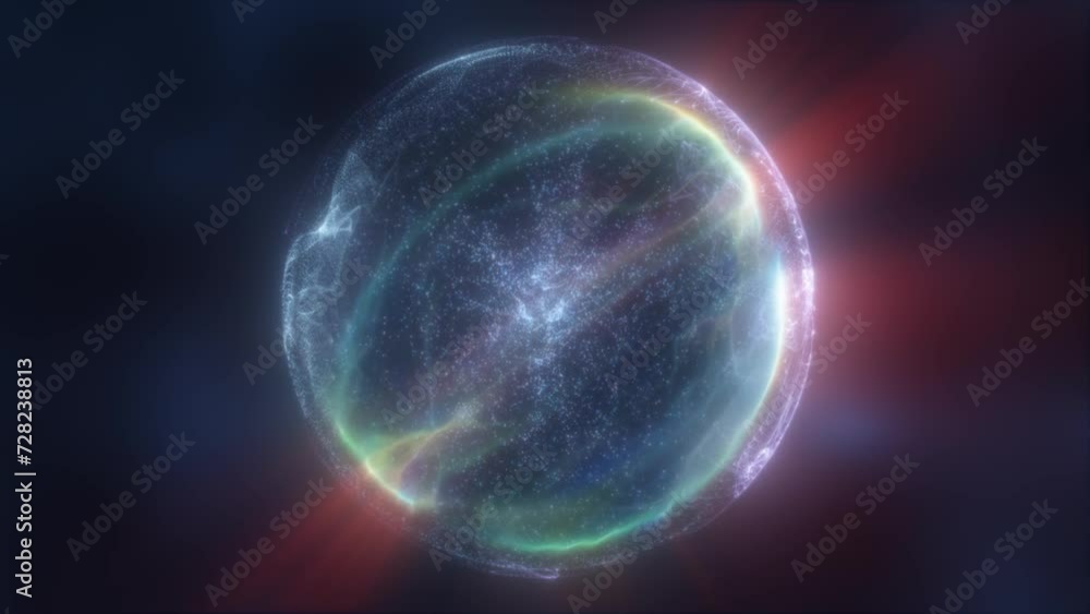Blue energy magic circle, sphere, ball made of futuristic waves and lines of particles of atomic energy and electricity force field. Abstract background. Video in high quality 4k, motion design Blue energy magic circle, sphere, ball made of futuristic waves and lines of particles of atomic energy and electricity force field. Abstract background. Video in high quality 4k, motion design