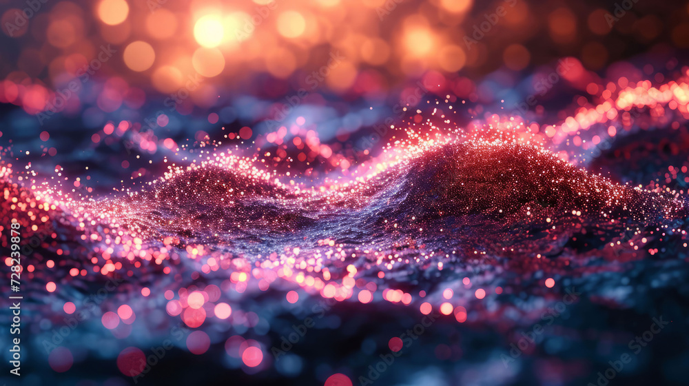 Abstract wallpaper with waves and particles. Purple colour and bokeh for background. Abstract wallpaper with waves and particles. Purple colour and bokeh for background.