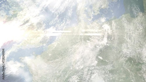 Wallpaper Mural Zoom in from space and focus on Waltrop, Germany. 3D Animation. Background for travel intro. Elements of this image furnished by NASA. Torontodigital.ca