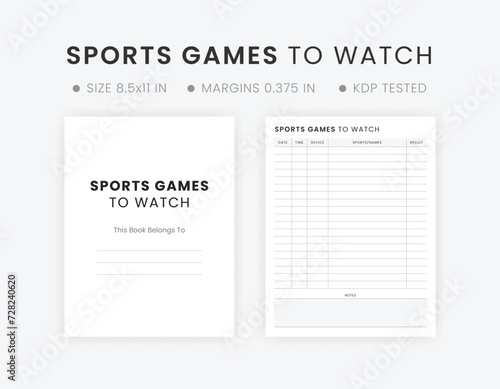 Sports Games to Watch List Printable Template Sporting Event TV Episode Planner