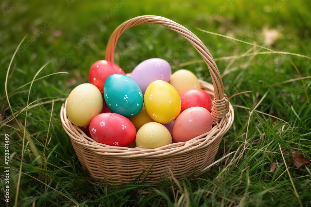 Happy Easter background, Easter eggs scene, Easter bunny ears with easter eggs, Easter poster background template with Easter eggs in the nest, Easter party concept. Happy Easter background, Easter eggs scene, Easter bunny ears with easter eggs, Easter poster background template with Easter eggs in the nest, Easter party concept.