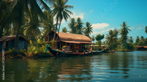 Beautiful Kerala boat house view.