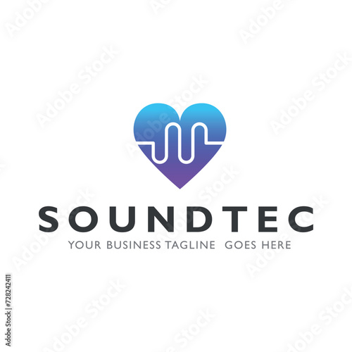 Simple music logo template design vector