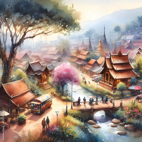 Paintings of the culture of Chiang Mai in Thailand