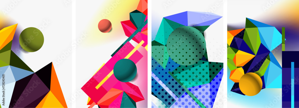 3d sphere and 3d low poly triangle design. Vector illustration For Wallpaper, Banner, Background, Card, Book Illustration, landing page