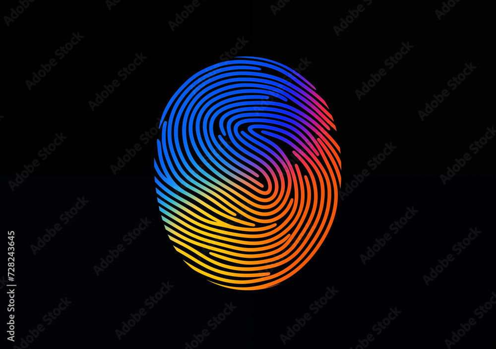 Colorful golden ratio fingerprint impression Colorful golden ratio fingerprint impression