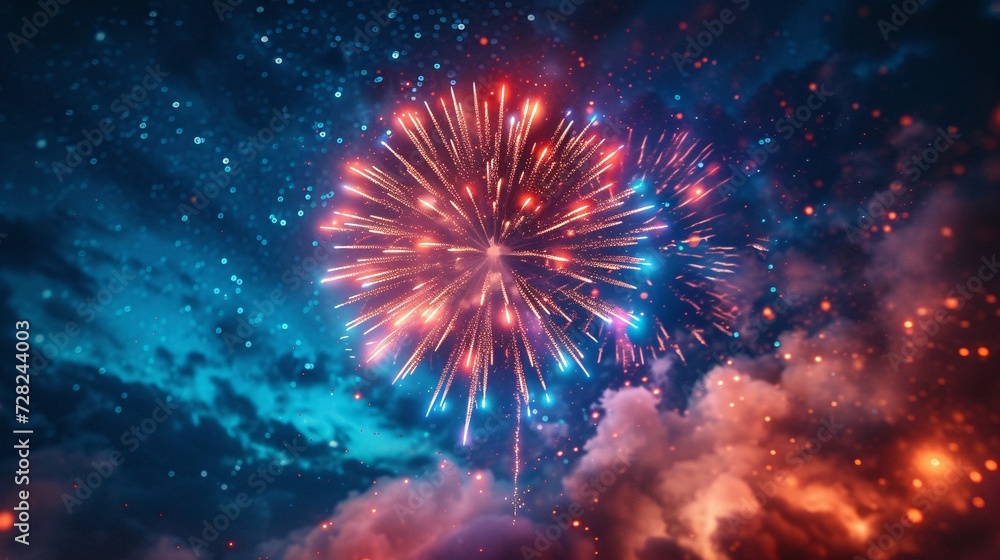 Glowing Fireworks in the Sky A Spectacular Display for the New Year's Eve Celebration Generative AI Glowing Fireworks in the Sky A Spectacular Display for the New Year's Eve Celebration Generative AI