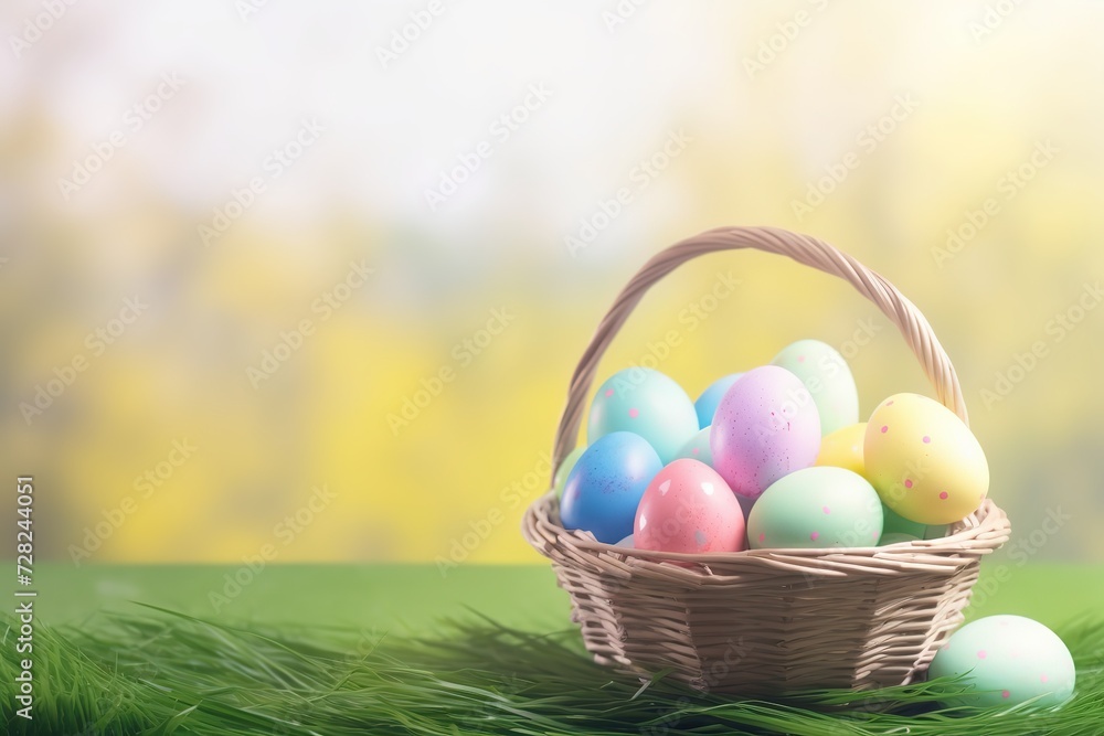 Happy Easter background, Easter eggs scene, Easter bunny ears with easter eggs, Easter poster background template with Easter eggs in the nest, Easter party concept. Happy Easter background, Easter eggs scene, Easter bunny ears with easter eggs, Easter poster background template with Easter eggs in the nest, Easter party concept.