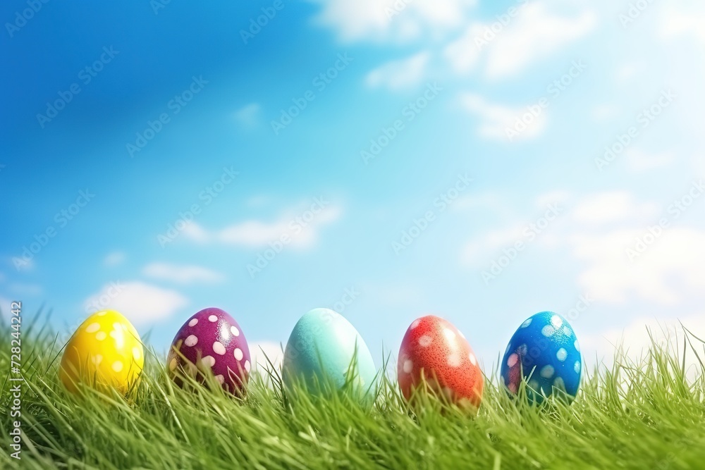 Happy Easter background, Easter eggs scene, Easter bunny ears with easter eggs, Easter poster background template with Easter eggs in the nest, Easter party concept. Happy Easter background, Easter eggs scene, Easter bunny ears with easter eggs, Easter poster background template with Easter eggs in the nest, Easter party concept.