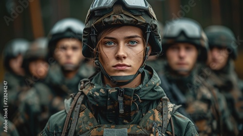Camouflage Crush A Soldier's Stunning Stare Generative AI