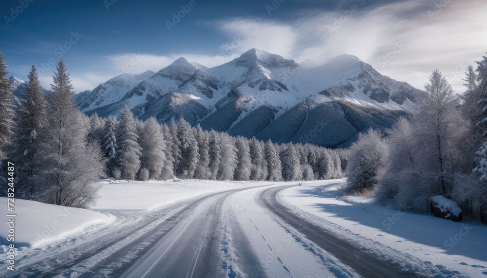 Winter landscape in the mountains with snow