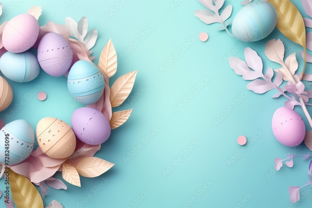 Happy Easter background, Easter eggs scene, Easter bunny ears with easter eggs, Easter poster background template with Easter eggs in the nest, Easter party concept. Happy Easter background, Easter eggs scene, Easter bunny ears with easter eggs, Easter poster background template with Easter eggs in the nest, Easter party concept.