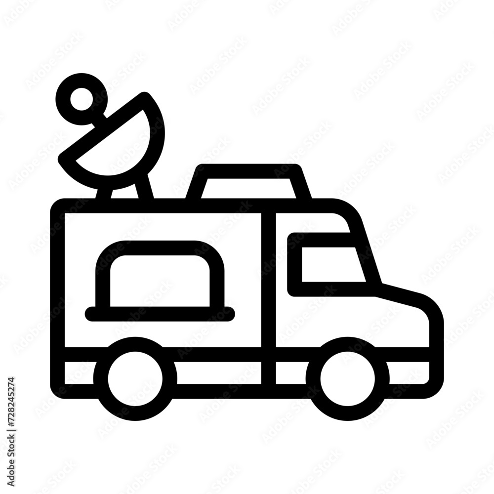broadcast van line icon illustration vector graphic. Simple element illustration vector graphic, suitable for app, websites, and presentations isolated on white background broadcast van line icon illustration vector graphic. Simple element illustration vector graphic, suitable for app, websites, and presentations isolated on white background
