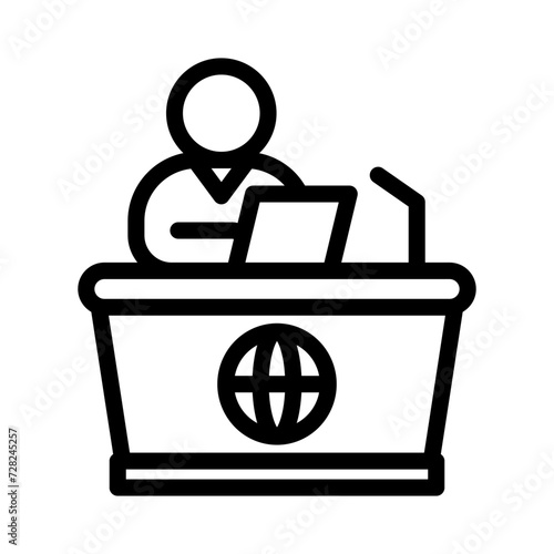news anchor line icon illustration vector graphic. Simple element illustration vector graphic, suitable for app, websites, and presentations isolated on white background