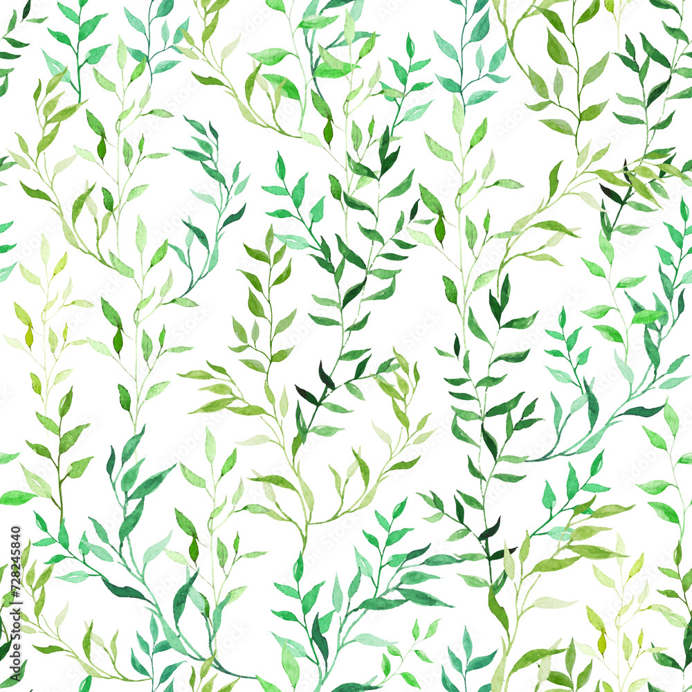 Naklejka premium Cute seamless pattern flowers and leaves watercolor background