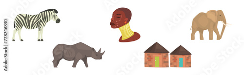 Africa Native Ethnic Symbol and Object Vector Set