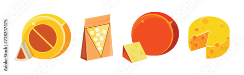 Cheese Different Type Flat Icon and Object Vector Set