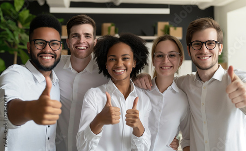 Thumbs-Up Team: Diverse Employees Recommend Quality Service