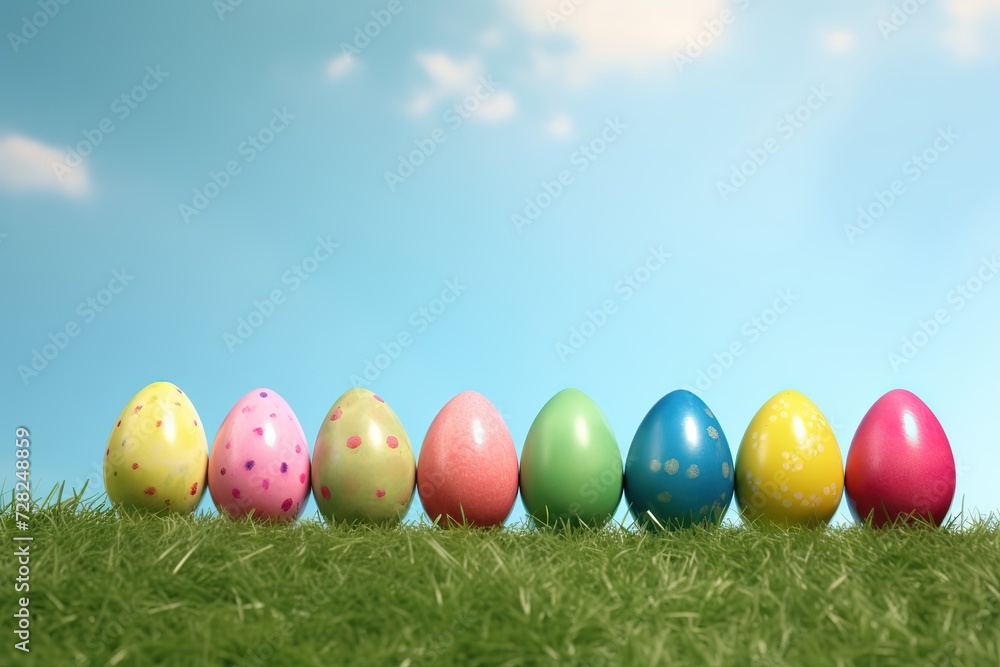 Happy Easter background, Easter eggs scene, Easter bunny ears with easter eggs, Easter poster background template with Easter eggs in the nest, Easter party concept. Happy Easter background, Easter eggs scene, Easter bunny ears with easter eggs, Easter poster background template with Easter eggs in the nest, Easter party concept.