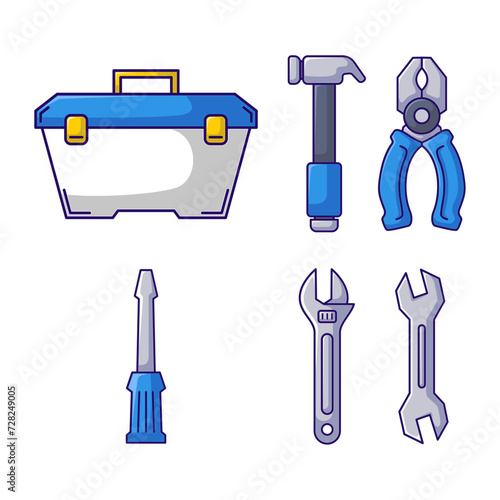 Mechanic Set Illustration Cartoon