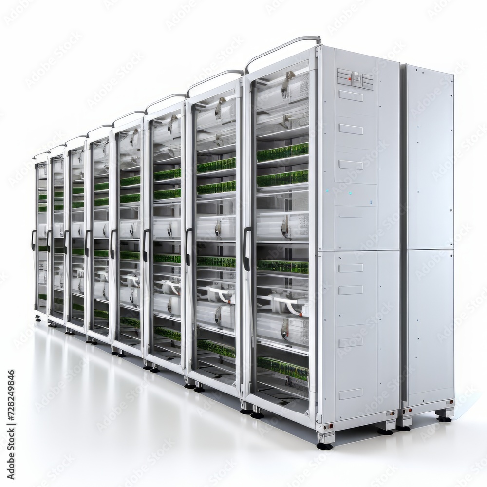 Row of White Servers in Data Center Row of White Servers in Data Center