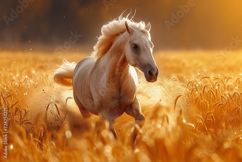 Golden Horse in a Field of Wheat Generative AI © Bipul Kumar