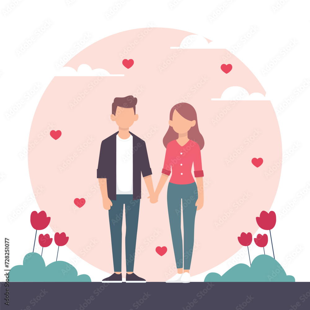 Illustration of a couple holding hand Illustration of a couple holding hand