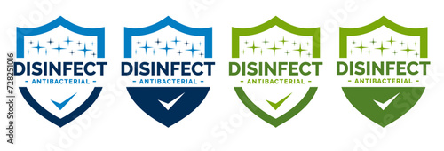 Disinfectant Logo Vector. Kills 99.9% bacteria, germs and viruses . Antibacterial and antiviral defence, protection infection. Vector Illustration