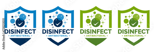 Disinfectant Logo Vector. Kills 99.9% bacteria, germs and viruses . Antibacterial and antiviral defence, protection infection. Vector Illustration