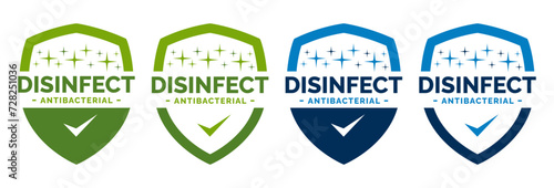 Disinfectant Logo Vector. Kills 99.9% bacteria, germs and viruses . Antibacterial and antiviral defence, protection infection. Vector Illustration