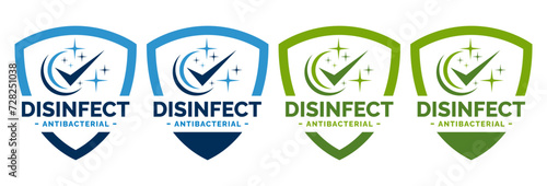 Disinfectant Logo Vector. Kills 99.9% bacteria, germs and viruses . Antibacterial and antiviral defence, protection infection. Vector Illustration