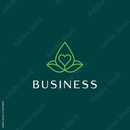 creative logo design combining leaves with a heart shape for health, care and medicine companies