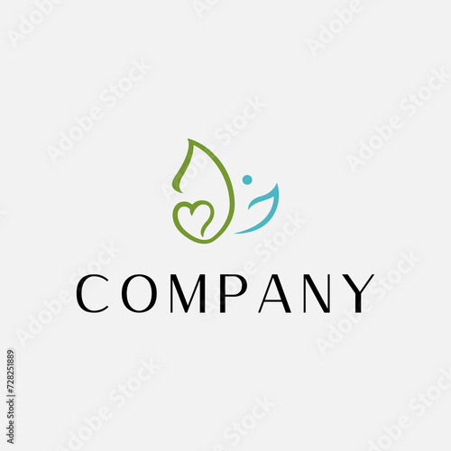 creative logo design combining leaves with a heart shape for health, care and medicine companies
