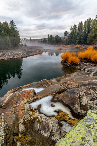 Spokane River Below Post Falls Dam. Post Falls, Idaho.