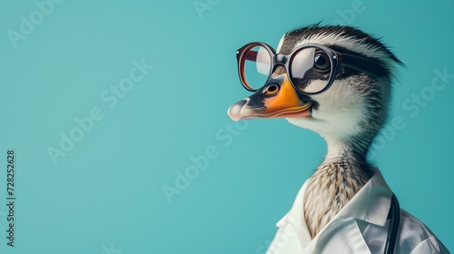 Adorable Duck Wearing Glasses and Looking at the Camera photo
