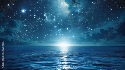 Starry Night Sky over Ocean Horizon © Evon J