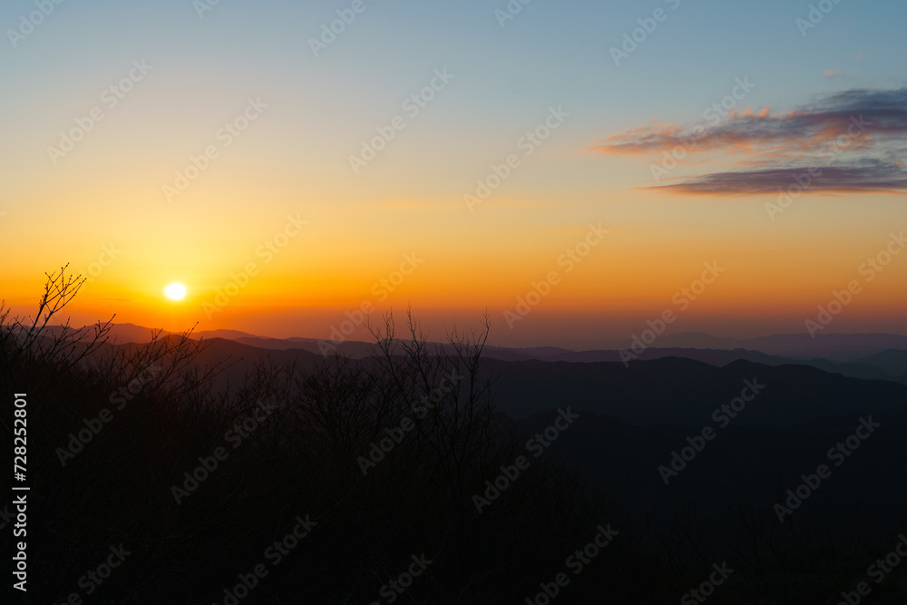 山で見た夕日