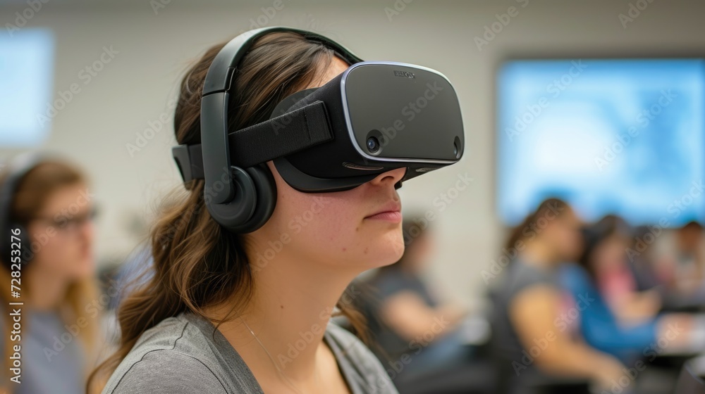 Student Using VR Headset in Classroom Student Using VR Headset in Classroom