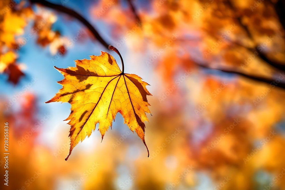 The last leaf in a branch of a tree in autumn The last leaf in a branch of a tree in autumn