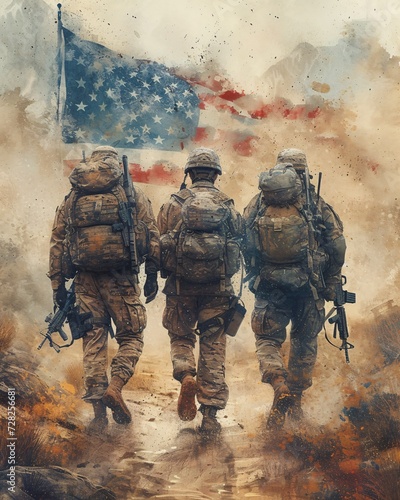 Marching with the Flag A Tribute to the U.S. Army Generative AI