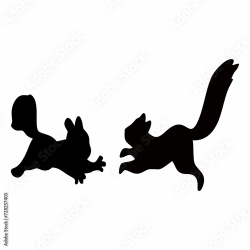 silhouette of a jumping squirrel