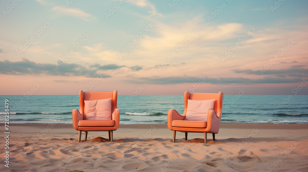 lounge chairs on a beach